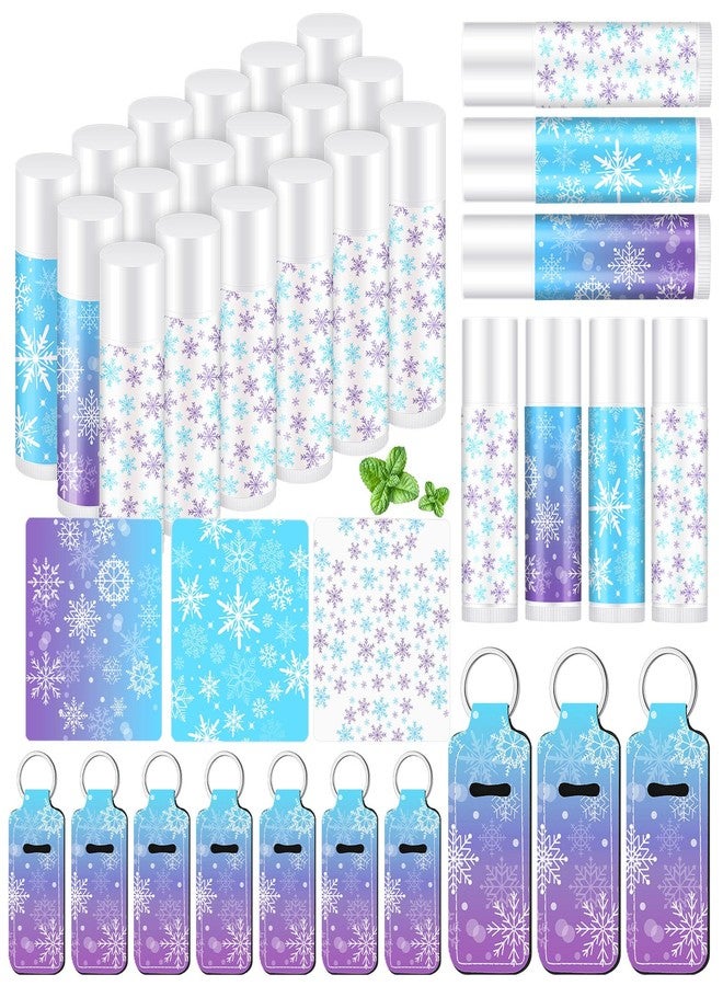 Swiffen 36 Pcs Winter Snowflake Party Favors Snowflake Lip Balm and Lipstick Holder Keychain Bulk Christmas Snow Flake Gifts for Coworkers Employee Women Guest Bridal Shower Party Supplies - Image 1